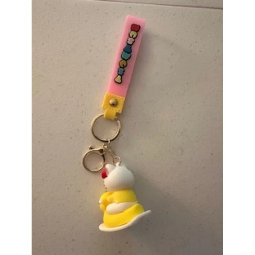 Sanrio Hello Kitty Winking Duck Rocker Keychain Pink Wristlet Bag Charm